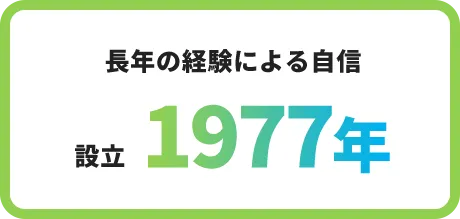 長年の経験による自信 設立1977年